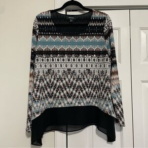 Karen Kane Scoop Neck Tunic Teal Black White Size XL